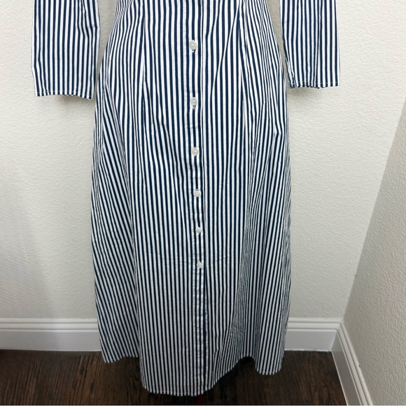 Dainty Jewells Blue‎ White Striped Half Sleeve Button Down Midi Dress - Picture 3 of 8